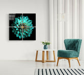 Green Chrysanthemum Quadro Glass Wall Art.